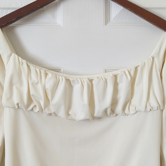 Catherine Malandrino Y2K Vintage Ruched Off The Shoulder Long Sleeve Cropped Top - Picture 2 of 10